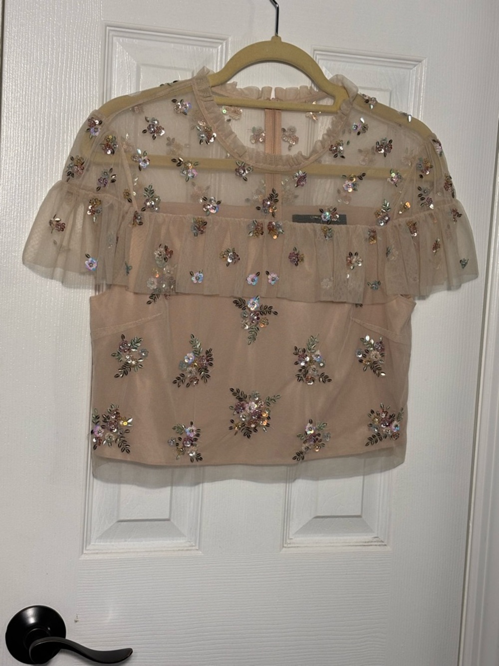 Needle & Thread Beaded Ruffle Mesh Top - Picture 2 of 4